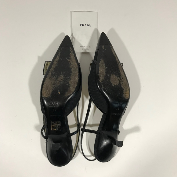 Prada LIKE NEW Fabric & Patent Leather Slingback - Picture 7 of 7